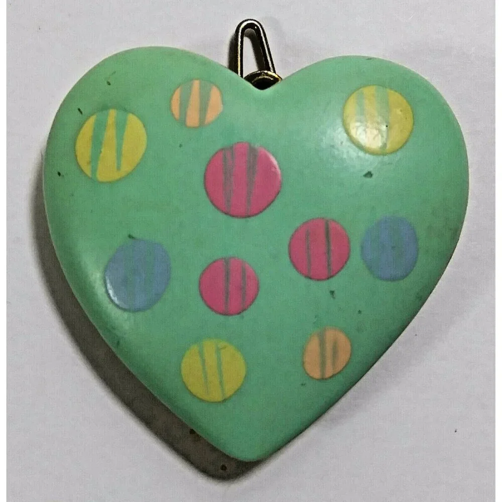 Vintage Heart Shaped Hair Barrette 1in Girls Toddlers Clip Polka Dot 1980s